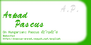 arpad pascus business card